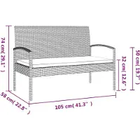 vidaXL Gartenbank mit Kissen Schwarz 105 cm Poly Rattan