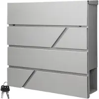 ML-Design ECD Germany Standbriefkasten Anthrazit Edelstahl 170 cm freistehend, mit Zeitungsfach, Postkasten Hellgrau 37x37 cm, pulverbeschichtet