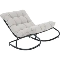 Axi Ruby Schaukelstuhl - Schwarz und Beige | Gartenschaukel mit Stahlgestell / Kissen aus Olefin | Outdoor-/Garten-Loungesessel für 1 Person | Belastbar bis 110 kg