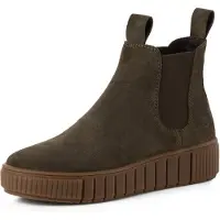 Tamaris Damen Stiefelette Chalsea Leder Zuglasche Profilsohle 1-25403-43, Größe:37 EU, Farbe:Grün