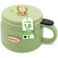 Nutrichef 1.6 QT Tragbarer Elektrischer Reiskocher & Lunch Maker, Multifunktional & Antihaft-Keramikbeschichtung, Grün