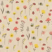 Home Fashion , Ladybugs and Bees, Lunch-Servietten aufgefaltetes Maß 33 cm x 33 cm, im Viertelfalz, 20 Stück pro Pack, 12 Pack pro Karton