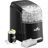Bardi Eiswürfelmaschine – 1,6 l – Selbstreinigungsfunktion – Eisbereiter mit Eisschaufel – inklusive Thermoskanne und Eisschaufel – Schwarz