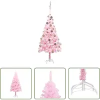The Living Store Künstlicher Weihnachtsbaum mit Beleuchtung & Kugeln Rosa 180cm