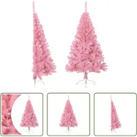 The Living Store Künstlicher Halb-Weihnachtsbaum mit Ständer Rosa 150 cm PVC