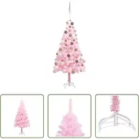The Living Store Künstlicher Weihnachtsbaum mit Beleuchtung & Kugeln Rosa 150cm