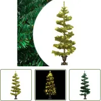 The Living Store Spiral-Weihnachtsbaum mit Beleuchtung und Topf Grün 120 cm