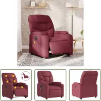 The Living Store Massagesessel Elektrisch Weinrot Stoff