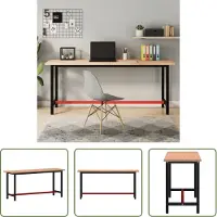 The Living Store Werkbank 180x55x81,5 cm Massivholz Buche und Metall