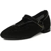 MACIEJKA Klassische Damen Ballerinas Schwarz aus Stoff und Naturleder mit dezentem Riemen