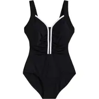 Bonprix Badeanzug 1 Stk. sportlicher Stil, mit kontrastfarbener Paspel, mit Elasthan-Anteil