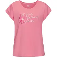 Vivance Pyjamaoberteil DREAMS, Damen, Gr. 32/34, pink, Single Jersey, Obermaterial: 100% Baumwolle, unifarben, bequem hüftlang, Rundhals, angeschnitten, Shirts Pyjamaoberteil, mit schönem Frontprint