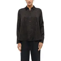s.Oliver Langarmbluse BLACK LABEL, Damen, Gr. 38, braun (braun aop), Web, Obermaterial: 100% Viskose, bedruckt, normal hüftbedeckend, Rundhals, 1-Knopf-Manschette, Blusen Langarmbluse, aus Viskose