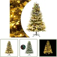 The Living Store Weihnachtsbaum mit Beleuchtung und Kiefernzapfen Grün 195 cm