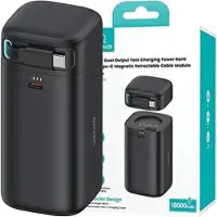 Usams Powerbank Ze Zwijanym Kablem Usb-C Retractable 18000 Mah Pd45W Fast Charge Xmf Series Czarny/Schwarz 20Kcd21601 (Us-Cd216)