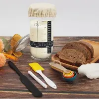 Markenlos Starterset für Sauerteigglas 700 ML - mit Thermometer und wiederverwendbarem Deckel