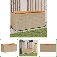 The Living Store Gartentruhe Beige 110x50x54 cm Poly Rattan Akazienholz