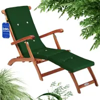 Casaria Sonnenliege Set Klappbar Holz inkl. Polster Grün Wetterfest 160kg Belastbar Akazie Rückenlehne Verstellbar FSC-zertifiziert Balkon Garten Liege 169x54cm