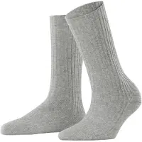 Falke Cosy Wool Boot Damen Bootsocken, 39-42, Grau, Rippe, Wolle