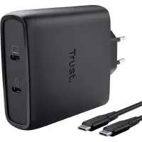 Trust Maxo USB-C-GaN-Ladegerät 100 W mit 2 Anschlüssen, Drinnen, AC, 20 V, 2 m, Schwarz