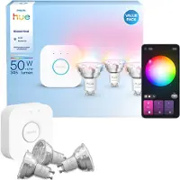 Philips Hue White and Color ambiance Basis Starter-Set: 3 smarte Lampen GU10 (345 lm), Bluetooth/Zigbee, Weiß, LED, GU10, GU10, 16000000 Farben
