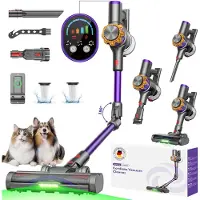 Sanorum 75000Pa Akku Hand Stielstaubsauger 600W/70mins Akkustaubsauger,Ultraleiser Staubsauger Kabellos SmartDisplay Leichter Antiverwicklung,handstaubsauger