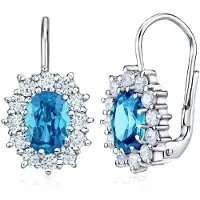 Silvego Silver earrings with syntheticue oval topaz SILVEGOB31571-B