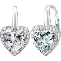 Silvego Silver heart earrings with zircon LPS0629EW