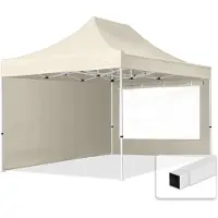 TOOLPORT 3x4,5m Stahl Faltpavillon, inkl. 2 Seitenteile, creme