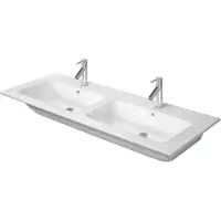 Duravit ME by Starck Möbel-Doppelwaschtisch, mit Überlauf, ohne Hahnlöcher, 1300mm, 233613AA60