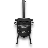 Grillpeter Utschak Set Asamat mit Schornstein Kazan 15 Liter Gusseisen mit Grilldeckel