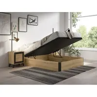 Vente-unique Bett mit Bettkasten 120 x 200 cm - Hellnatur und Schwarz - NAMOSI von YSMÉE