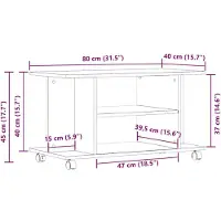 vidaXL TV-Schrank mit Rollen Schwarz Eichen-Optik 80x40x45 cm