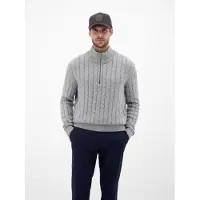 Lerros Troyer , Herren, Gr. M, tender beige melange, Strick, Obermaterial: 88% Schurwolle, 12% Kaschmir, meliert, regular fit normal, ohne Ausschnitt, Rippbündchen, Pullover Troyer, mit Zopfmuster
