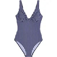 Bonprix Badeanzug "Medium Shape-Badeanzug mit tiefem Ausschnitt" mit Medium Shape-Passform, formgebendes Material, sportlicher Stil