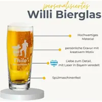 Luxentu Willi Becher Bierglas Helles-Glas 0,5 l mit Eichung - Stammtisch