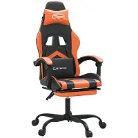 vidaXL Gaming-Stuhl mit Fußstütze Drehbar Schwarz & Orange Kunstleder