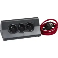 Bachmann Schreibtischblock mit 3 Steckdosen, 2 USB-Anschlüssen und Tablet-Halterung – Schwarz – 192 x 86 x 109 mm