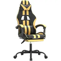 vidaXL Gaming-Stuhl mit Fußstütze Drehbar Schwarz & Golden Kunstleder