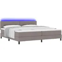 vidaXL Boxspringbett mit LED-Lichtleisten Taupe 200 x 200 cm Stoff
