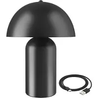 TecTake Akku-Tischlampe Kade Retro-Pilzdesign im 70er-Jahre-Stil, indirektes Licht 25 x 34 cm