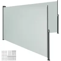 TecTake Doppel-Seitenmarkise 200 x 600 cm ausziehbar, mit Aufrollmechanismus