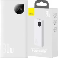 Baseus Powerbank mit Digitalanzeige 2Xusba/1Xusb-C 10000Mah 30W Weiß