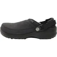 Crocs Clog "Classic Crafted Vegan", Gr. 48, Croslite, grau (schwarz), Croslite, Velourslederimitat, Basic, Schuhe Clog, Hausschuh, Gartenschuh, Sommerschuh mit Fersenriemen