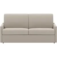 Vente-unique Schlafsofa 3-Sitzer - Liegefläche mit Lattenrost mit breiten Latten: 140 cm - Matratze: 14 cm - Stoff - Beige - CALIFE