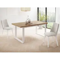 WFL GROUP Rechteckiger Loft Esstisch Für Wohnzimmer - Loft Stil Industriell Esstisch Mit Weißen Metallfüßen - Ausziehbarer von 160 cm bis 200 cm - EU - Lancelot Eiche