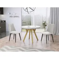 WFL GROUP Designer Runder Ausziehbarer Esstisch in Weißer Marmoroptik - Loft-Stil, Industriell, Platzsparend - Goldene Beine - 100 bis 150 cm - für 6-8 Personen - Hergestellt in EU - Marmor Weiß
