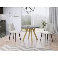 WFL GROUP Designer Runder Ausziehbarer Esstisch - Loft-Stil, Industriell, Platzsparend - Goldene Beine - 100 bis 200 cm - für 6-8 Personen - Hergestellt in EU - Beton Grau - 200 cm