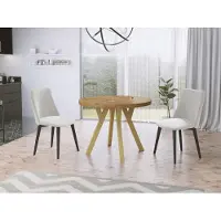 WFL GROUP Designer Runder Ausziehbarer Esstisch - Loft-Stil, Industriell, Platzsparend - Goldene Beine - 100 bis 150 cm - für 6-8 Personen - Hergestellt in EU - Lancelot Eiche - 150 cm