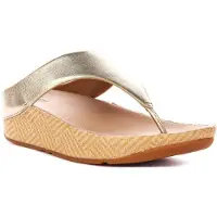 FitFlop Damen Lulu Lux Graphic-Weave Leder-Zehentrenner-Sandalen Platino-Schuhgröße 38